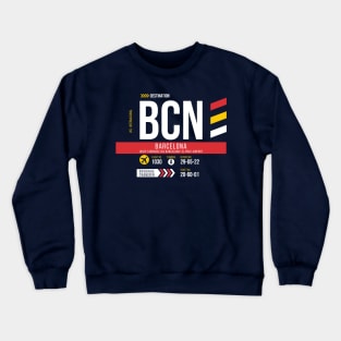 Vintage Barcelona BCN Airport Code Travel Day Retro Air Travel Crewneck Sweatshirt